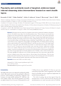 Cover page: Popularity and worldwide reach of targeted, evidence-based internet streaming video interventions focused on men’s health topics