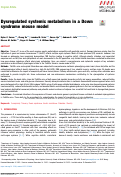 Cover page: Dysregulated systemic metabolism in a Down syndrome mouse model