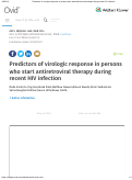 Cover page: Predictors of virologic response in persons who start antiretroviral therapy during recent HIV infection