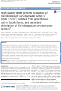 Cover page: High-quality draft genome sequence of Flavobacterium suncheonense GH29-5T (DSM 17707T) isolated from greenhouse soil in South Korea, and emended description of Flavobacterium suncheonense GH29-5T