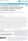 Cover page: Transcriptomic analysis of equine chorioallantois reveals immune networks and molecular mechanisms involved in nocardioform placentitis