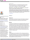 Cover page: The association of maternal psychosocial stress with newborn telomere length