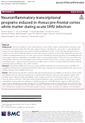 Cover page: Neuroinflammatory transcriptional programs induced in rhesus pre-frontal cortex white matter during acute SHIV infection