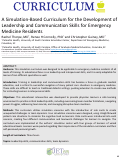 Cover page: A Simulation-Based Curriculum for the Development of Leadership and Communication Skills for Emergency Medicine Residents