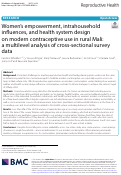 Cover page: Women’s empowerment, intrahousehold influences, and health system design on modern contraceptive use in rural Mali: a multilevel analysis of cross-sectional survey data