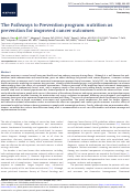 Cover page: The Pathways to Prevention program: nutrition as prevention for improved cancer outcomes.