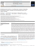 Cover page: Multidimensional predictors of antidepressant responses: Integrating mitochondrial, genetic, metabolic and environmental factors with clinical outcomes.