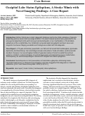 Cover page: Occipital Lobe Status Epilepticus; A Rare Stroke Mimic with Novel Imaging Findings: A Case Report