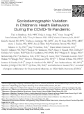 Cover page: Sociodemographic Variation in Childrens Health Behaviors During the COVID-19 Pandemic.