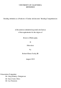 Cover page: Reading Attitudes as a Predictor of Latino Adolescents' Reading Comprehension