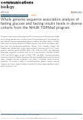 Cover page: Whole genome sequence association analysis of fasting glucose and fasting insulin levels in diverse cohorts from the NHLBI TOPMed program