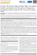 Cover page: In-home TB Testing Using GeneXpert Edge is Acceptable, Feasible, and Improves the Proportion of Symptomatic Household Contacts Tested for TB: A Proof-of-Concept Study