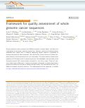 Cover page: Framework for quality assessment of whole genome cancer sequences.