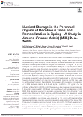 Cover page: Nutrient Storage in the Perennial Organs of Deciduous Trees and Remobilization in Spring – A Study in Almond (Prunus dulcis) (Mill.) D. A. Webb