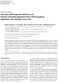 Cover page: Outcome and Prognostic Indicators of Patients with Hematopoietic Stem Cell Transplants Admitted to the Intensive Care Unit