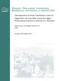 Cover page: Development of Smart Ventilation Control Algorithms for Humidity Control in High-Performance Homes in Humid U.S. Climates: