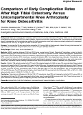 Cover page: Comparison of Early Complication Rates After High Tibial Osteotomy Versus Unicompartmental Knee Arthroplasty for Knee Osteoarthritis.