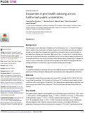 Cover page: Disparities in pre-health advising across Californias public universities.