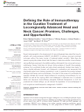 Cover page: Defining the Role of Immunotherapy in the Curative Treatment of Locoregionally Advanced Head and Neck Cancer: Promises, Challenges, and Opportunities