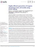 Cover page: Highly efficient generation of isogenic pluripotent stem cell models using prime editing