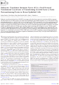 Cover page: Eukaryotic Translation Initiation Factor 4E Is a Feed-Forward Translational Coactivator of Transforming Growth Factor β Early Protransforming Events in Breast Epithelial Cells