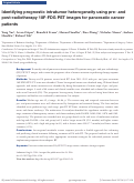Cover page: Identifying prognostic intratumor heterogeneity using pre- and post-radiotherapy 18F-FDG PET images for pancreatic cancer patients
