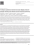 Cover page: Cockayne syndrome-derived neurons display reduced synapse density and altered neural network synchrony