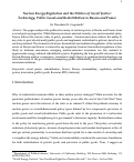 Cover page of Nuclear Energy Governance and the Politics of Social Justice: Technology, Public Goods, and Redistribution in Russia and France