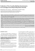 Cover page: Evaluation of Two Circadian Rhythm Questionnaires for Screening for the Delayed Sleep Phase Disorder