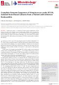 Cover page: Complete Genome Sequence of Streptococcus oralis SF100, Isolated from Blood Cultures from a Patient with Infective Endocarditis