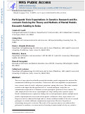 Cover page: Participants’ Role Expectations in Genetics Research and Re-consent: Revising the Theory and Methods of Mental Models Research Relating to Roles