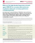 Cover page: Effects of the high-density lipoprotein mimetic agent CER-001 on coronary atherosclerosis in patients with acute coronary syndromes: a randomized trial