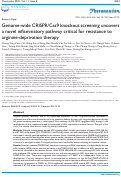 Cover page: Genome-wide CRISPR/Cas9 knockout screening uncovers a novel inflammatory pathway critical for resistance to arginine-deprivation therapy