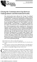 Cover page: Closing the Communication Gap Between Undergraduates and International Faculty