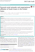 Cover page: Personal social networks and organizational affiliation of South Asians in the United States