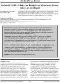 Cover page: Isolated COVID-19 Infection Precipitates Myasthenia Gravis Crisis: A Case Report