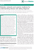 Cover page: Modules, networks and systems medicine for understanding disease and aiding diagnosis