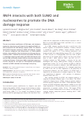 Cover page: RNF4 interacts with both SUMO and nucleosomes to promote the DNA damage response