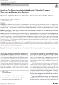 Cover page: American Psychiatric Association’s Leadership Fellowship Program: Short-term and Longer-term Outcomes