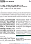 Cover page: A novel high-titer, bifunctional lentiviral vector for autologous hematopoietic stem cell gene therapy of sickle cell disease.