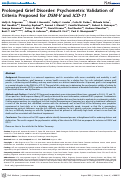 Cover page: Prolonged Grief Disorder: Psychometric Validation of Criteria Proposed for DSM-V and ICD-11