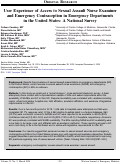 Cover page: User Experience of Access to Sexual Assault Nurse Examiner and Emergency Contraception in Emergency Departments in the United States: A National Survey