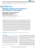 Cover page: Algorithms to Measure Area and Volume on 3D Face Models for Facial Surgeries