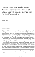 Cover page: Loss of Voice at Oneida Indian Nation: Traditional Methods of Social Control in a Contemporary Native Community