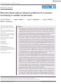 Cover page: Plant functional traits are dynamic predictors of ecosystem functioning in variable environments