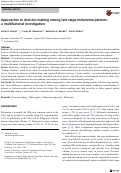 Cover page: Approaches to decision-making among late-stage melanoma patients: a multifactorial investigation