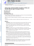 Cover page: Adolescents’ and young adults’ perceptions of risks and benefits differ by type of cannabis products