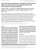 Cover page: A bioinformatics pipeline for estimating mitochondrial DNA copy number and heteroplasmy levels from whole genome sequencing data