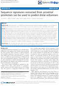 Cover page: Sequence signatures extracted from proximal promoters can be used to predict distal enhancers