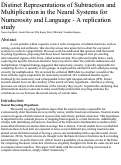 Cover page of Distinct Representations of Subtraction and Multiplication in the Neural Systems for Numerosity and Language - A replication study